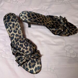 Leopard Print Bow Mules